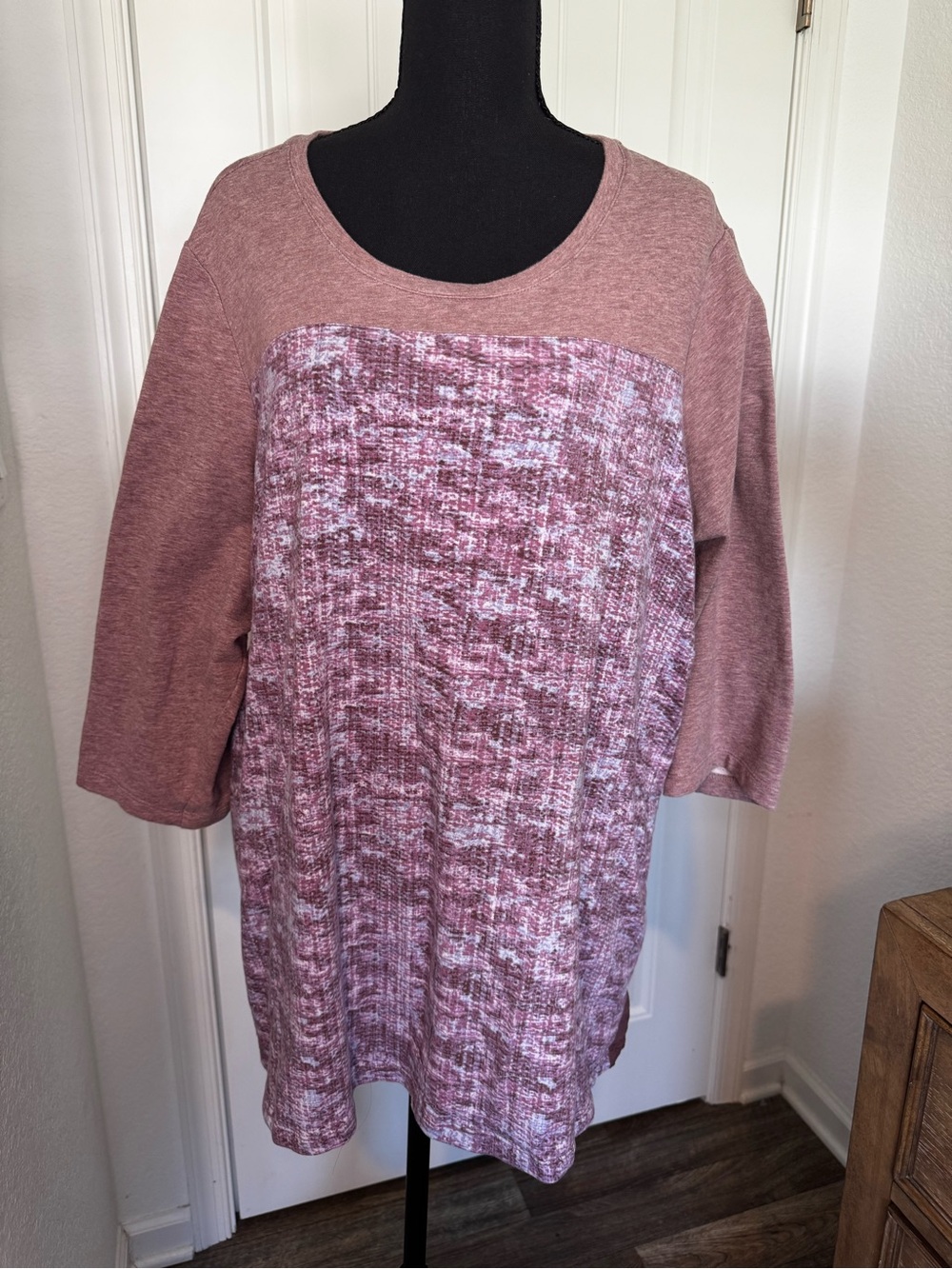 LOGO by Lori Goldstein Rose Pink Textured Tunic